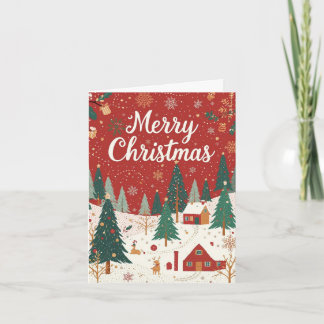 Röd festlig glad jul-kort helgkort