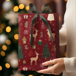 Röd festlig julvimmelpresentmönster presentpåse