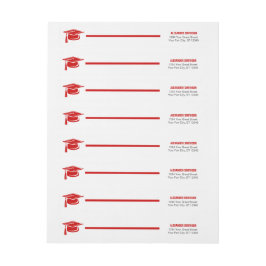 Röd fet kap Studenten-figursättning runt etikett