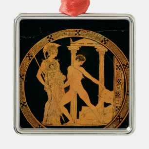 Röd-figur kopp som visar Athena, Theseus Julgransprydnad Metall