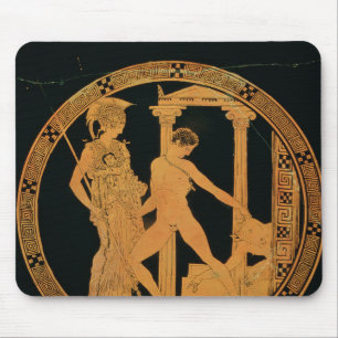 Röd-figur kopp som visar Athena, Theseus Musmatta