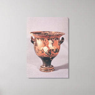Röd-figur krater som visar amazons och griper canvastryck
