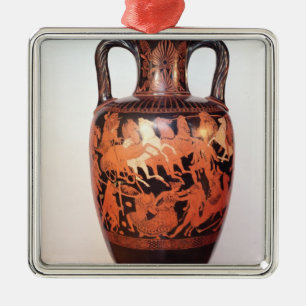Röd figuramphora för loft julgransprydnad metall