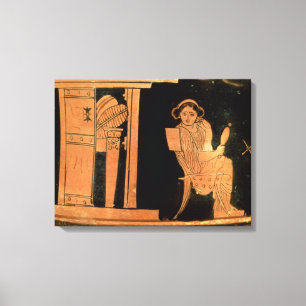 Röd figurpyxis för loft som visar en brud, 5th canvastryck