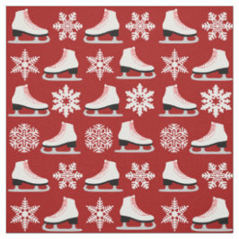 Röd figurskridsko- och snöflingorjul tyg