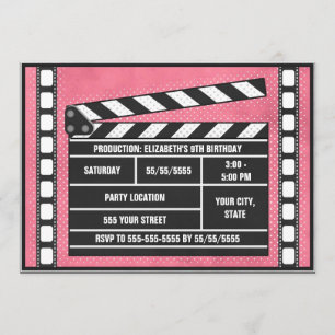 Röd filmfödelsedagsfestClapboard Inbjudningar