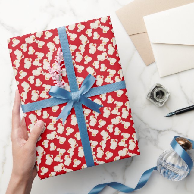 Röd filmpopcorn mönster omsluter papper presentpapper (Gifting)