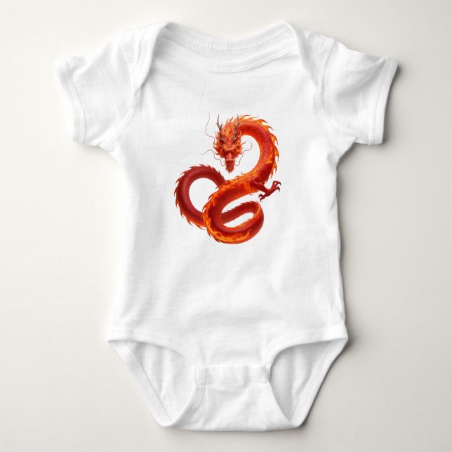 Röd Fire Dragon Art | Mytisk Flame Dragon Design T Shirt (Framsida)