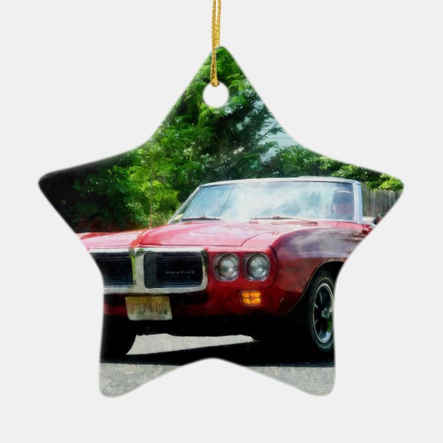 Röd Firebird Kabriolet Julgransprydnad Keramik (Framsidan)