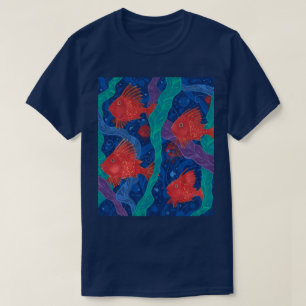 Röd fisk, djuphavsdjur i Sjögräs T Shirt
