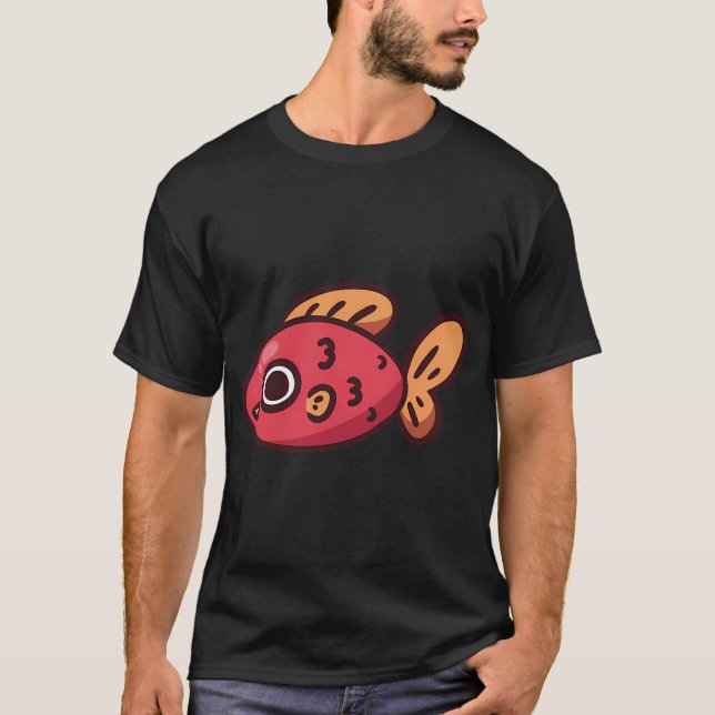 Röd Fisk Klotter T Shirt (Framsida)