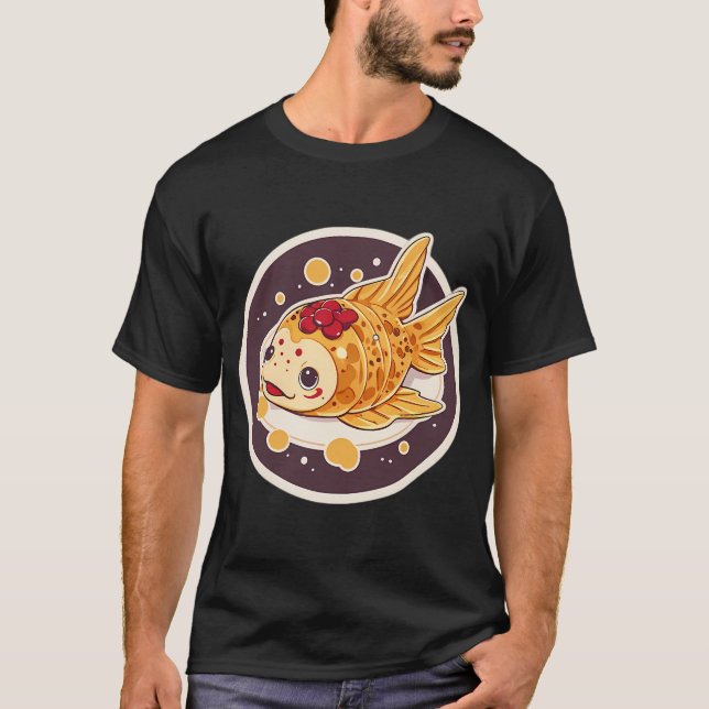 Röd Fiskformad Taiyaki T Shirt (Framsida)