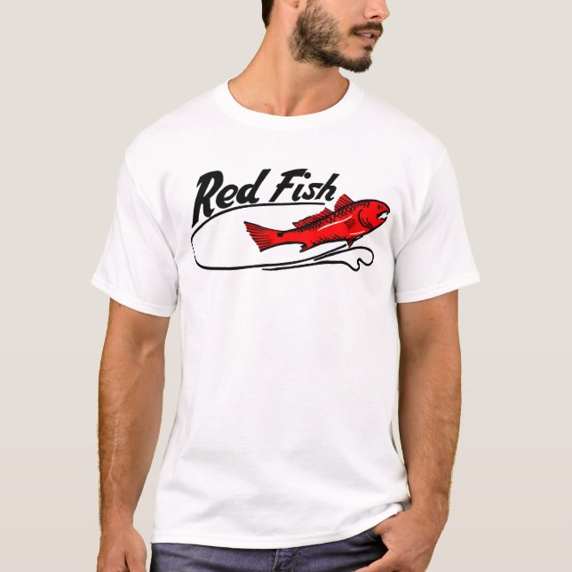 Röd fiskutslagsplatsskjorta t-shirt (Framsida)