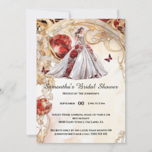 Röd fjäril blommigt ro bride 2 vara möhippa inbjudningar