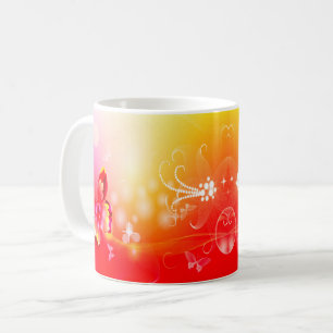Röd fjäril kaffemugg