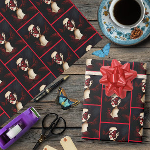 Röd Fjäril Masquerade Kvinna Gotisk Fantasy Presentpapper