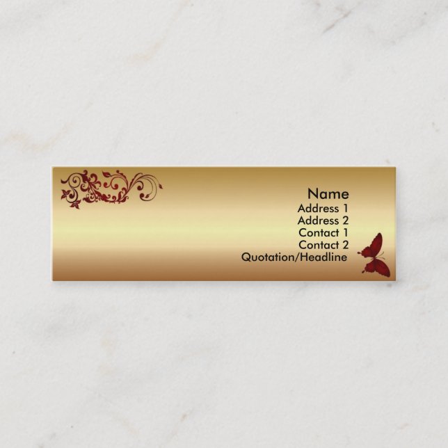 Röd fjäril mini visitkort (Framsida)