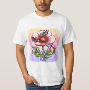 Röd fjärilspoppy t shirt