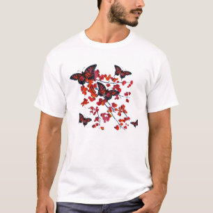 Röd fjärilsT-tröja T Shirt