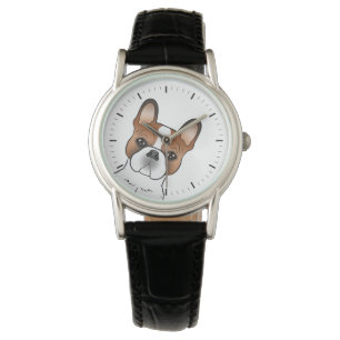 Röd fläckig fransk bulldogg Frenchie söt tecknad h Armbandsur