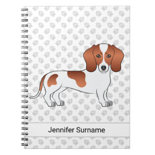 Röd fläckig korthårig dachshund seriehund & text anteckningsbok