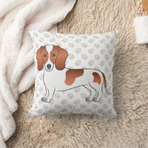 Röd fläckig korthårig dachshund tecknad hund & tas kudde