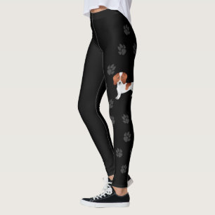 Röd fläckig korthårig tax tecknad hund & tassar leggings