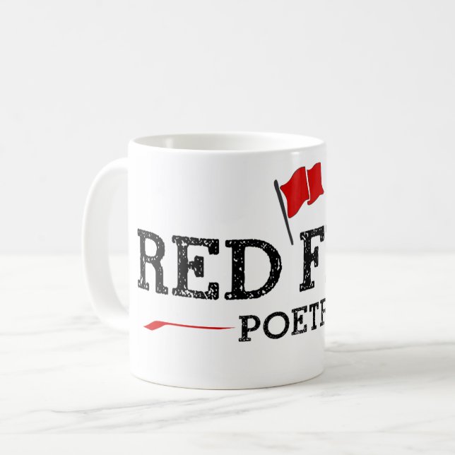 Röd flaggapoesimugg kaffemugg (Framsida vänster)