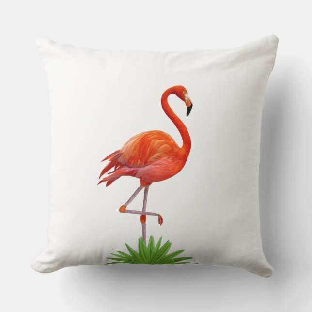 Röd Flamingo & Tropiska Palmblad Kuddvar Kudde (Framsida)