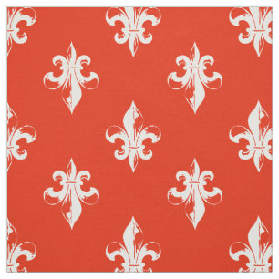 Röd Fleur De Lis Mönstra Tyg