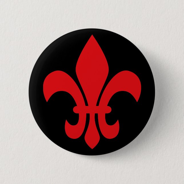Röd Fleur de Lys Knapp (Framsida)