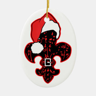Röd Fleur de Santa Julgransprydnad Keramik