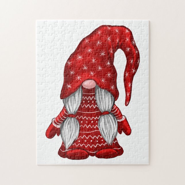 Röd flicka Gnome Jigszle Puzzle Pussel (Vertikal)