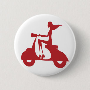 Röd flickasparkcykel knapp