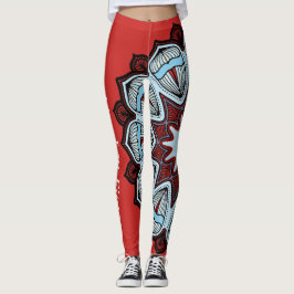 Röd flower power leggings
