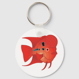 Röd Flowerhorn fisk Nyckelring