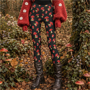 Röd Flyg Svamp Fläckig Magisk Svamp Leggings