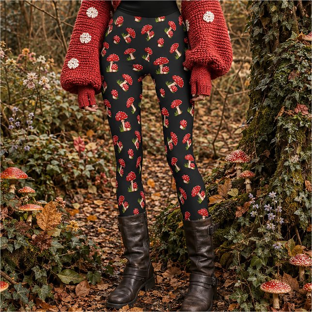 Röd Flyg Svamp Fläckig Magisk Svamp Leggings (Skapare uppladdad)