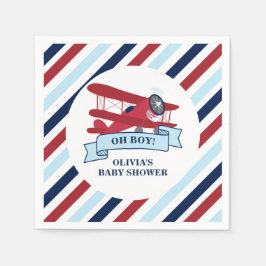 Röd flygplansbabyfest pappersservett