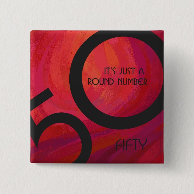 Röd födelsedag för 50 årtionde knapp (Framsida)