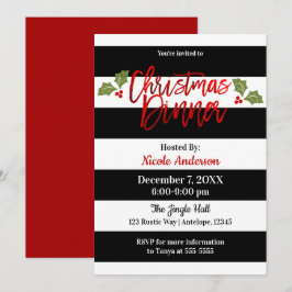 Röd folie glans chic modern script jul middag inbjudningar