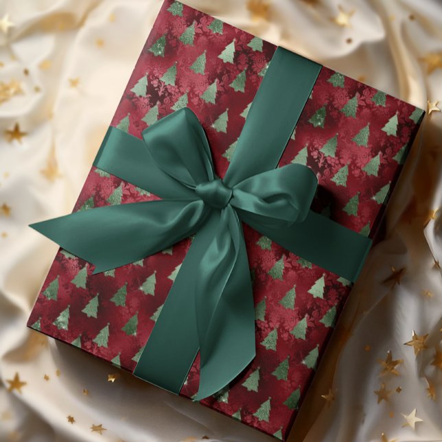 Röd folieglitter julgran Glamour Presentpapper (Skapare uppladdad)