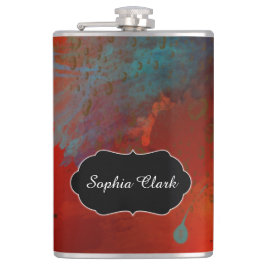 Röd, för aqua- & guldGrungeabstrakt konst, Fickplunta