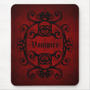 Röd för elegant gotisk vampyr damastast och svar musmatta