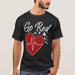 Röd för kvinnor Hjärtsjukdom i rött hjärta Awarene T Shirt