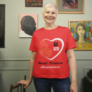 Röd för kvinnors medvetenhet om hjärtsjukdomar t shirt