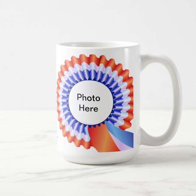 Röd, för vit- & blåttRosettefoto mugg (Höger)