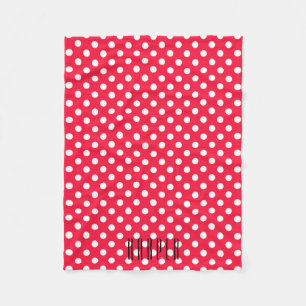 Röd & för vitpolka dots beställnings- för ull fleecefilt