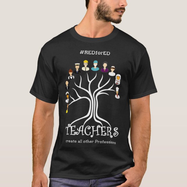 Röd för Washington Protest-lärare eller Tillbaka t Shirt (Framsida)
