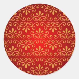Röd försegling med Guld-kurvor Runt Klistermärke